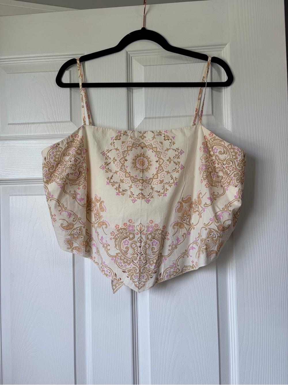 American Eagle Outfitters Cream Paisley Handkerchief Hem Cami